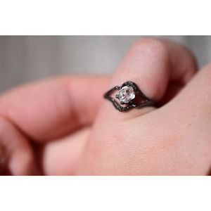 White Diamond Ring, Sterling Silver Engagement Ring, Raw Diamond, Natural